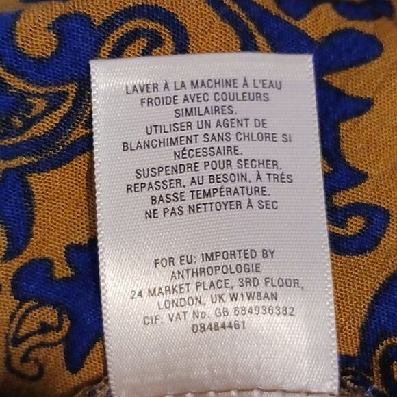 Anthropologie Exotic Palazzo Pants Sz S BLUE GOLD Paisely Hei Hei Tana Bohemian - Picture 11 of 13